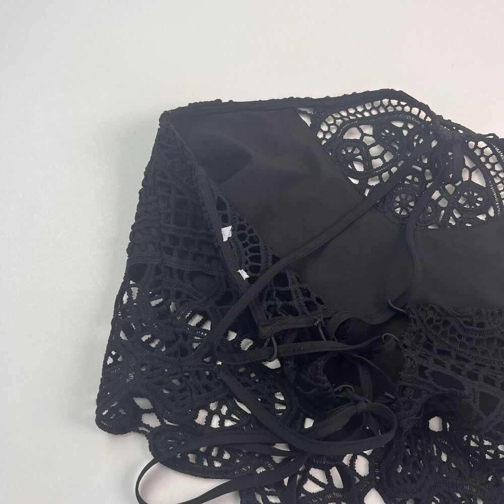 Y2K Crochet corset Crop Top Black Lace-Up Back S Goth Whimsigoth renaissance - Picture 9 of 9